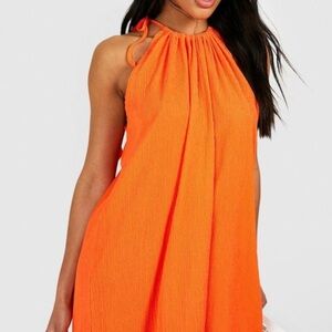 Vibrant Orange Halter Dress